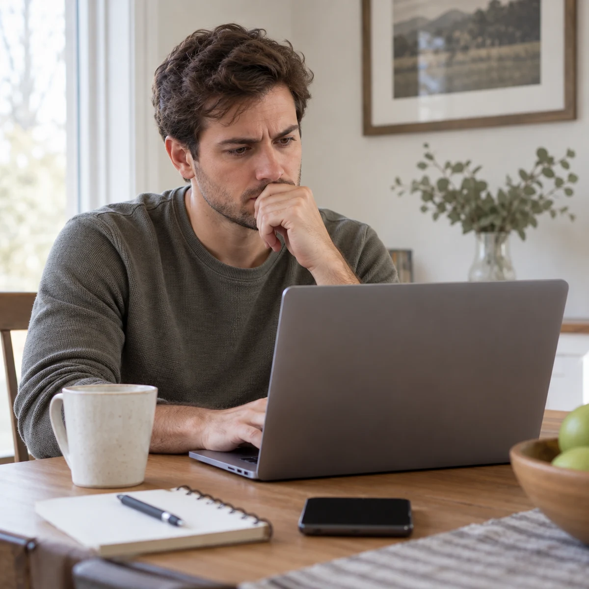 Prospective patient reviewing a healthcare website on a laptop