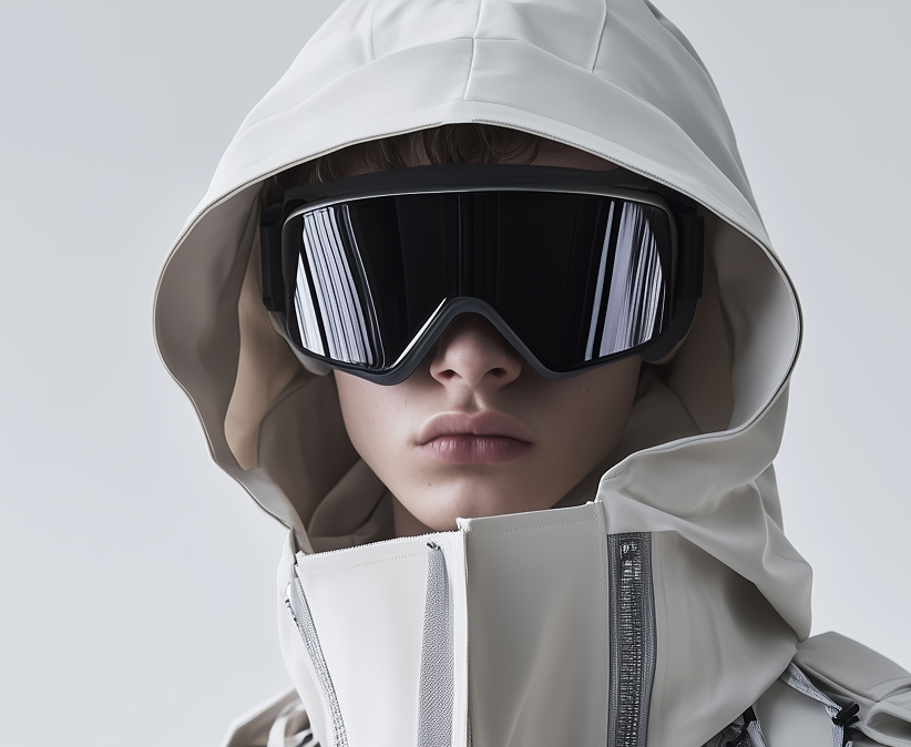 Person wearing futuristic eyewear