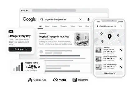 Search, local visibility and advertising interface for attracting potential customers